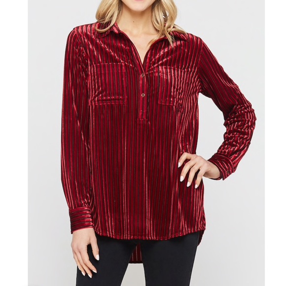 Velvet Heart Tops - Velvet Pinstripe Blouse 🧯